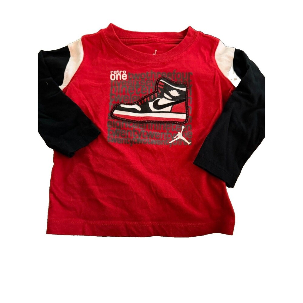 Vintage Jordan Retro 1 Kids T-Shirt Red Black Toddler Youth 2000s Y2K  18 Months